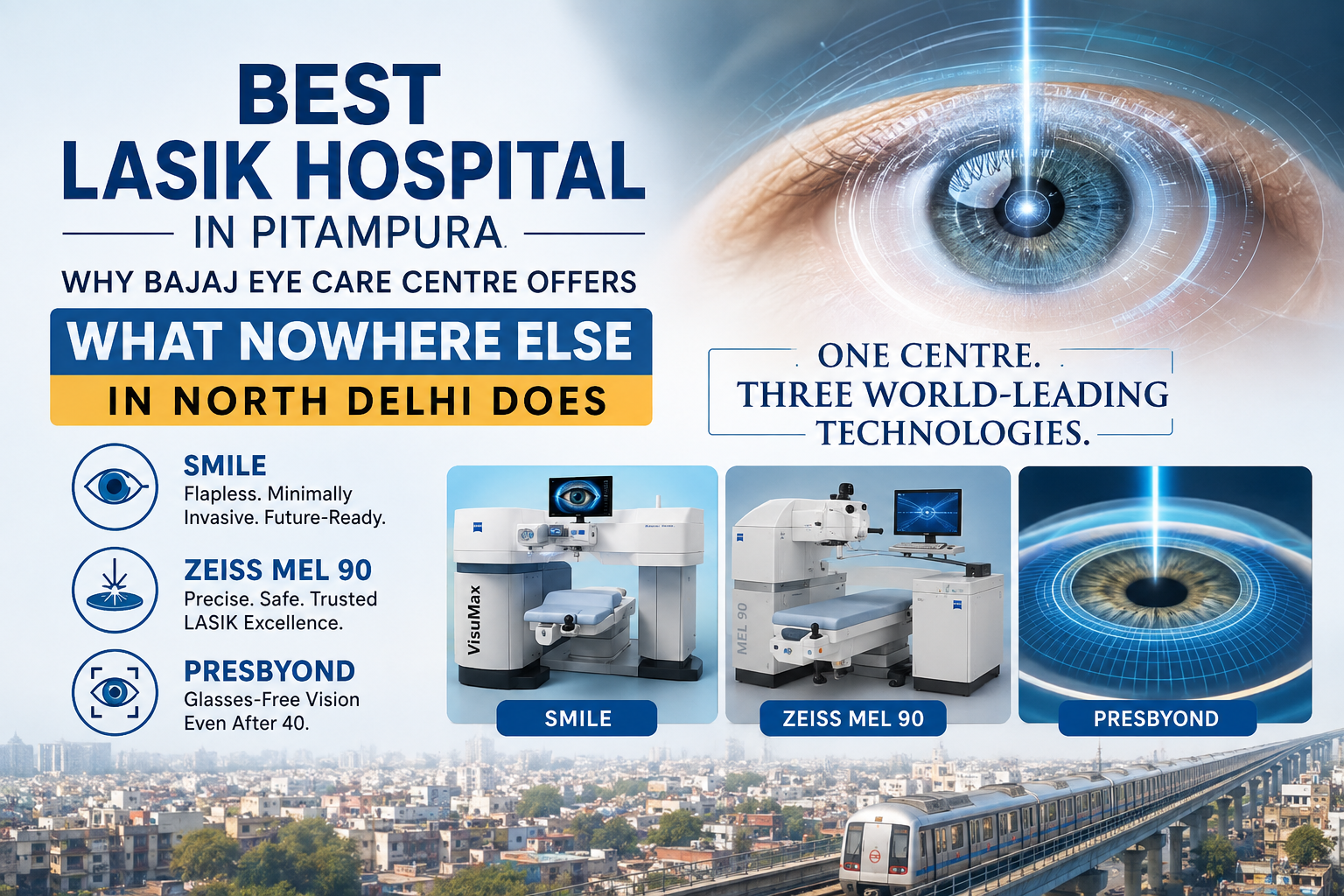Best LASIK Hospital in Pitampura — SMILE · MEL 90 · Presbyond