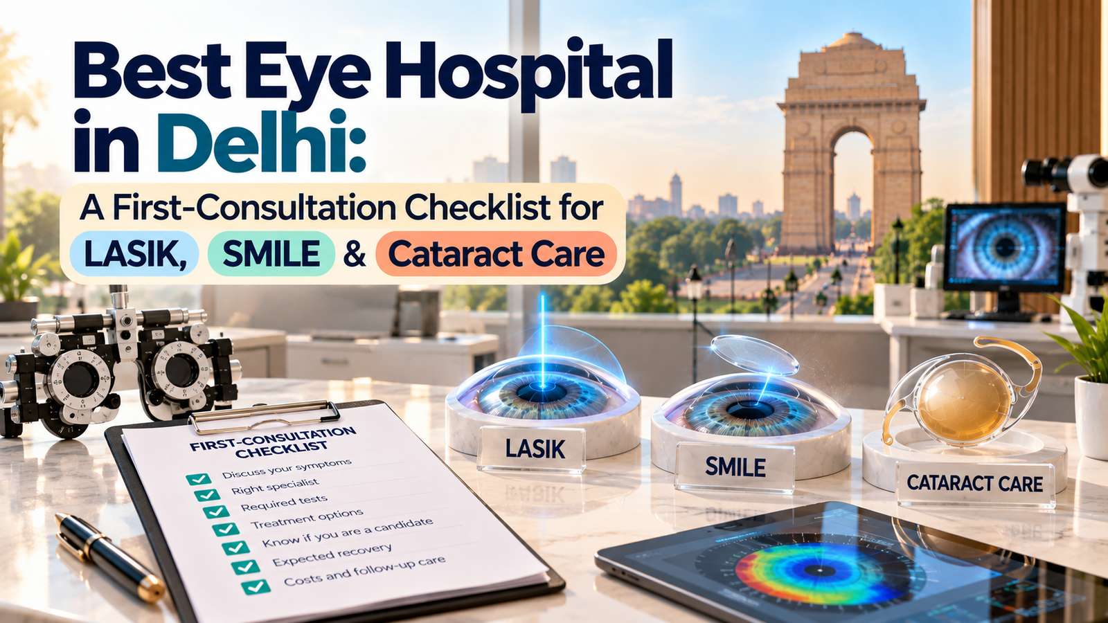 Best Eye Hospital in Delhi: A First-Consultation Checklist for LASIK, SMILE & Cataract Care